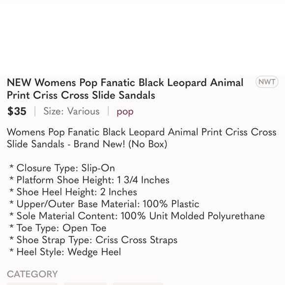 Animal print with black strips, pop sandals, new size 8 1/2 - Picture 3 of 4